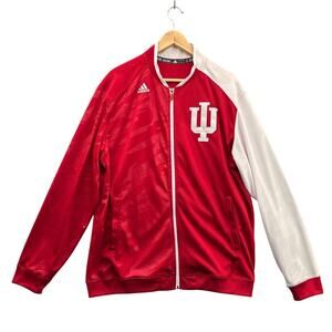Adidas Indiana Hoosiers On Court Warm Up Red White Zip Up Jacket Men Large